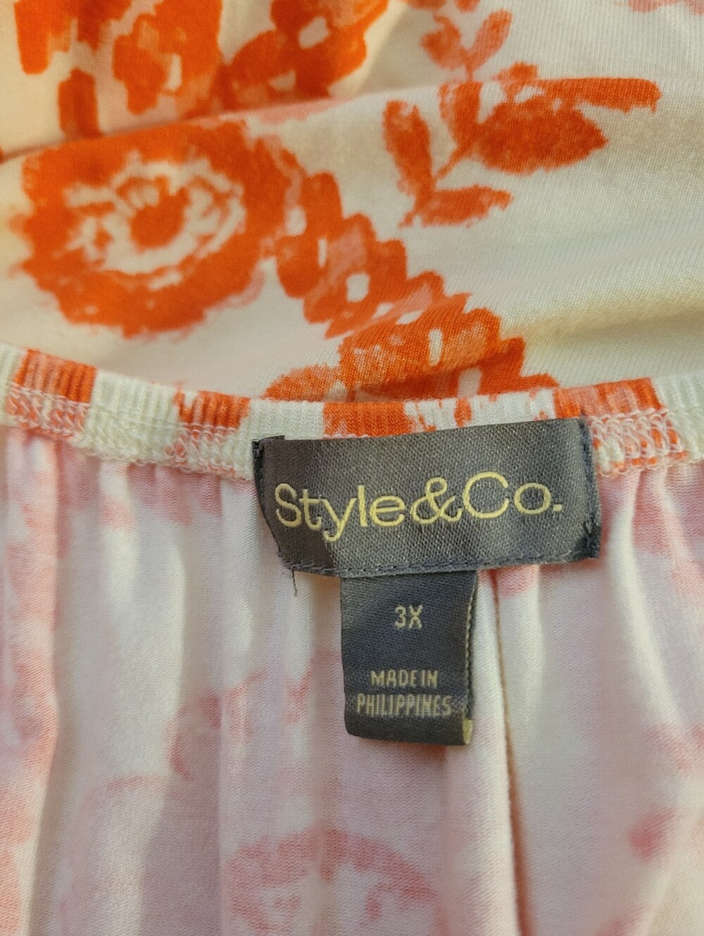 Style & Co Orange Floral Boho Top - Picture 5 of 6